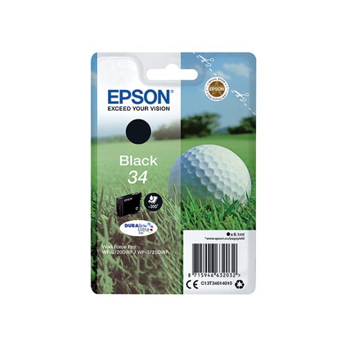 Epson 34 Ink Cartridge DURABrite Ultra Golf Ball Black C13T34614010 EP63203 Buy online at Office 5Star or contact us Tel 01594 810081 for assistance
