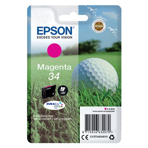 EP63207 Epson 34 Ink Cartridge DURABrite Ultra Golf Ball Magenta C13T34634010