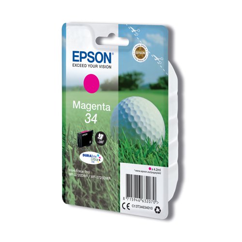 EP63207 Epson 34 Ink Cartridge DURABrite Ultra Golf Ball Magenta C13T34634010