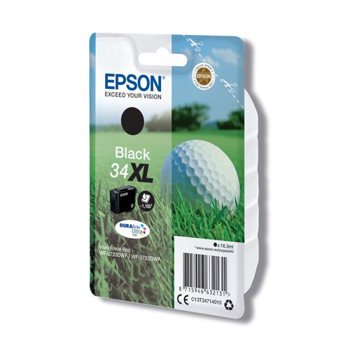 Epson 34XL Ink Cartridge DURABrite Ultra High Yield Golf Ball Black C13T34714010 Inkjet Cartridges EP63213