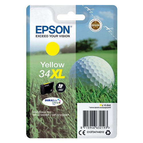Epson 34XL Ink Cartridge DURABrite Ultra High Yield Golf Ball Yellow C13T34744010 Inkjet Cartridges EP63219
