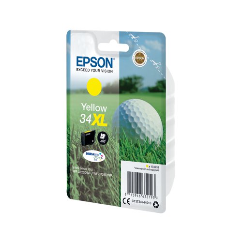 Epson 34XL Ink Cartridge DURABrite Ultra High Yield Golf Ball Yellow C13T34744010 Inkjet Cartridges EP63219