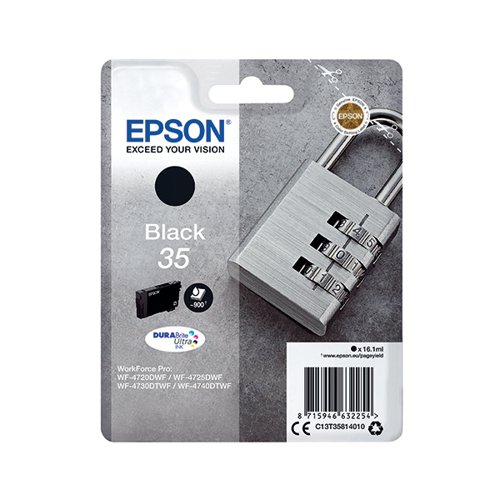 EP63225 Epson 35 Ink Cartridge DURABrite Ultra Padlock Black C13T35814010