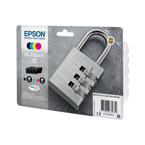 Epson 35 Ink Cartridge DURABrite Ultra Multipack Padlock CMYK C13T35864010 Inkjet Cartridges EP63233