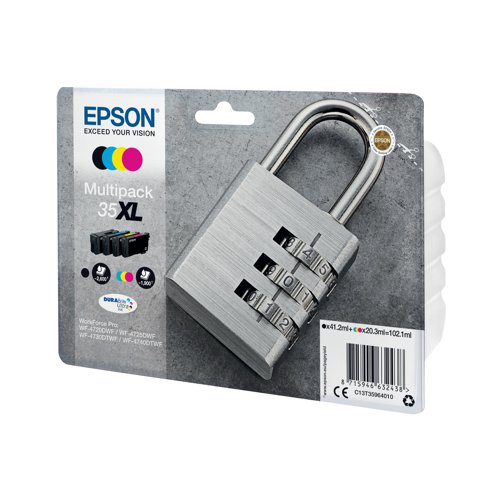 Epson 35XL Ink Cartridge DURABrite Ultra High Yield Multipack Padlock CMYK C13T35964010 Inkjet Cartridges EP63243