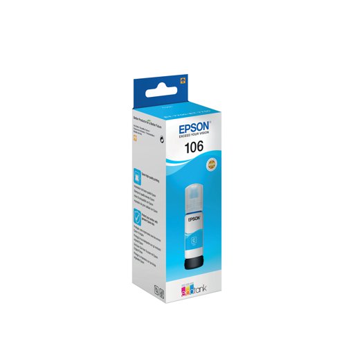 Epson 106 Ink Bottle EcoTank Cyan C13T00R240 EP64331 Buy online at Office 5Star or contact us Tel 01594 810081 for assistance