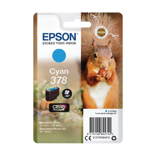 Epson 378 Cyan HD Inkjet Cartridge C13T37824010