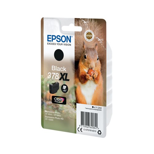 EP64584 Epson 378XL Ink Cartridge Claria Photo HD High Yield Squirrel Photo Black C13T37914010