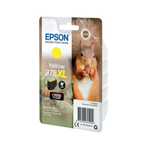Epson 378XL Ink Cartridge Claria Photo HD High Yield Squirrel Yellow C13T37944010 EP64590 Buy online at Office 5Star or contact us Tel 01594 810081 for assistance