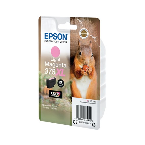 Epson 378XL Ink Cartridge Claria Photo HD High Yield Squirrel Light Magenta C13T37964010 Inkjet Cartridges EP64594