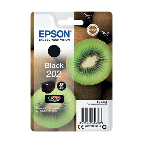 Epson 202 Premium Ink Claria Kiwi Black C13T02E14010 Inkjet Cartridges EP64618