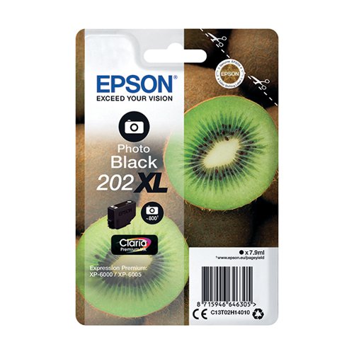 Epson 202XL Premium Ink Claria High Yield Kiwi Photo Black C13T02H14010