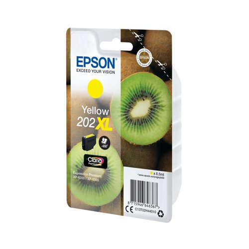 Epson 202XL Premium Ink Claria High Yield Kiwi Yellow C13T02H44010 EP64636 Buy online at Office 5Star or contact us Tel 01594 810081 for assistance