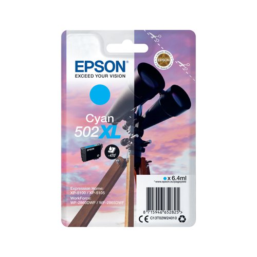 This Epson ink cartridge ensures high quality print output from your Epson WorkForce or Expression Home inkjet printer. As a genuine Epson consumable, it provides consistent and reliable operation for trouble-free printing and is packed with 6.4ml of cyan ink. Epson ensures that every cartridge meets its high standards and works with your machine to provide precise, clear printing.