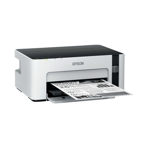 With a range of essential and easy to use features, the ET-M1120 is a flexible inkjet printer with Wi-Fi capabilities. With print speeds of up to 15 pages per minute (A4 sheets). Features an ink tank system offering mess-free refills with key-lock bottles and front facing tanks, providing high quality prints at a low cost. Handles paper up to Legal size.