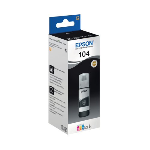 Epson 104 Ink Bottle EcoTank Black C13T00P140 Inkjet Cartridges EP65580