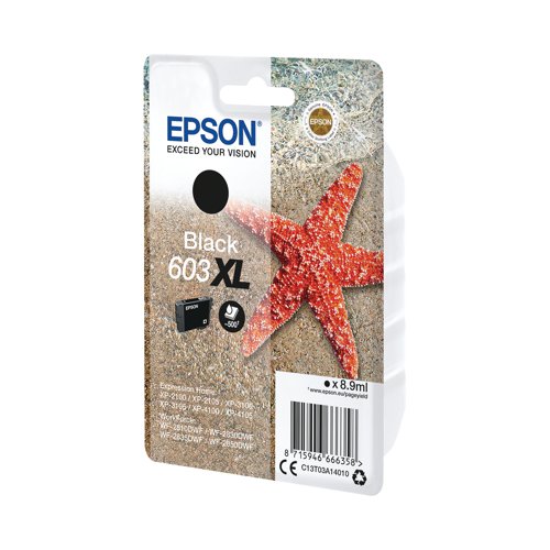 Epson 603XL Ink Cartridge High Yield Starfish Black C13T03A14010 Inkjet Cartridges EP66635