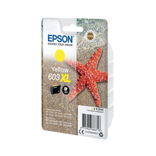 Epson 603XL Ink Cartridge High Yield Starfish Yellow C13T03A44010 - EP66671