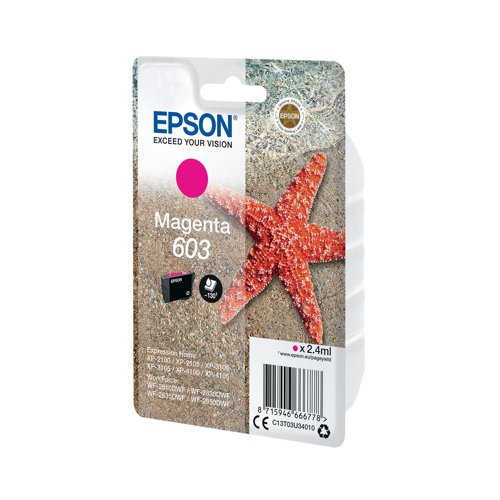 Epson 603 Ink Cartridge Starfish Magenta C13T03U34010 Inkjet Cartridges EP66677