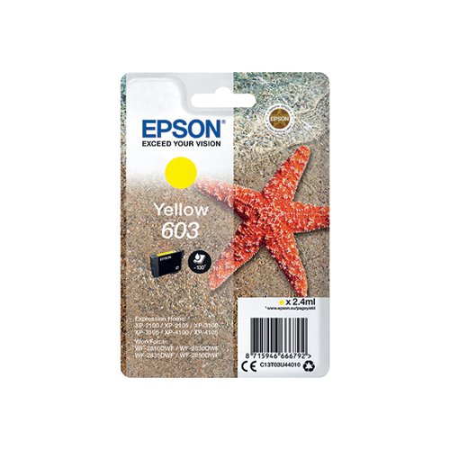 Epson 603 Ink Cartridge Starfish Yellow C13T03U44010 Inkjet Cartridges EP66679