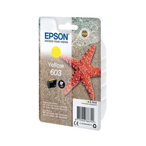 Epson 603 Ink Cartridge Starfish Yellow C13T03U44010 Inkjet Cartridges EP66679