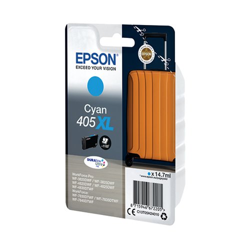 Epson 405XL Ink Cartridge DURABrite Ultra Suitcase Cyan C13T05H24010 Inkjet Cartridges EP67220