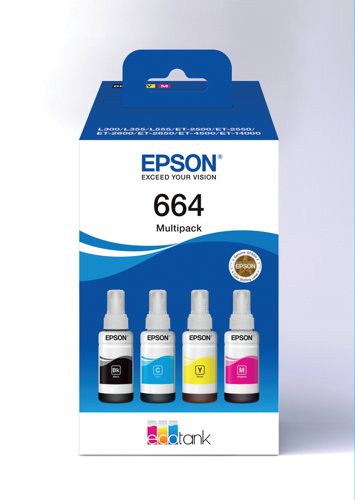 Epson 664 Ink Bottle EcoTank Multipack CMYK C13T664640 Inkjet Cartridges EP68520
