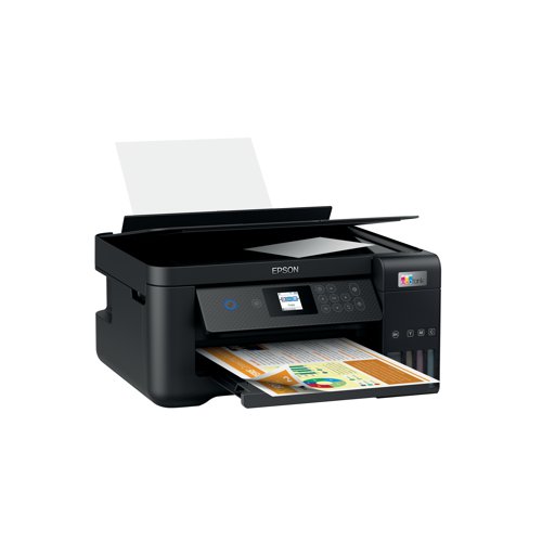 This Epson ET-2851 inkjet printer can print, scan and copy, ideal for the home office or small business use. Refillable ink tanks use cost saving replacement ink bottles. 100 sheet paper tray. Features inclued borderless photo printing (up to 100x150mm) and duplex printing. With the inks included print up to 7,500 monochrome pages (K)/6,000 colour pages (CMY). All controlled via a 370mm colour touch panel.