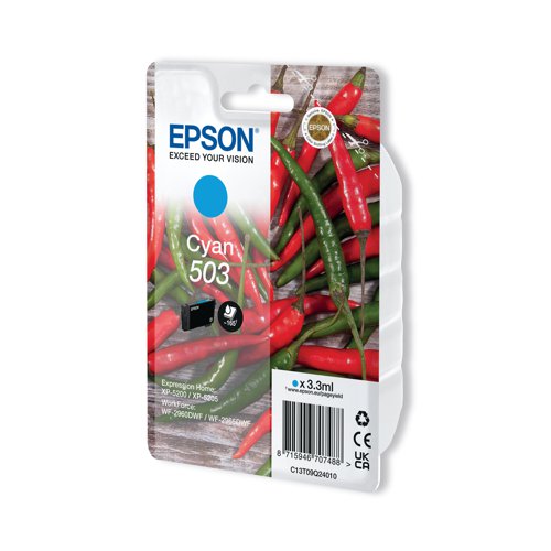 Epson 503 Ink Cartridge Chilli Cyan C13T09Q24010 EP70748