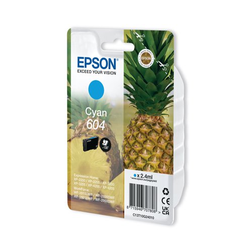 Epson 604 Ink Cartridge Pineapple Cyan C13T10G24010