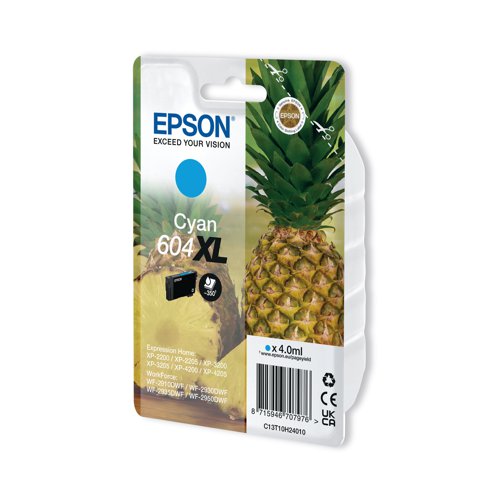 Epson 604XL Ink Cartridge High Yield Pineapple Cyan C13T10H24010 - EP70797