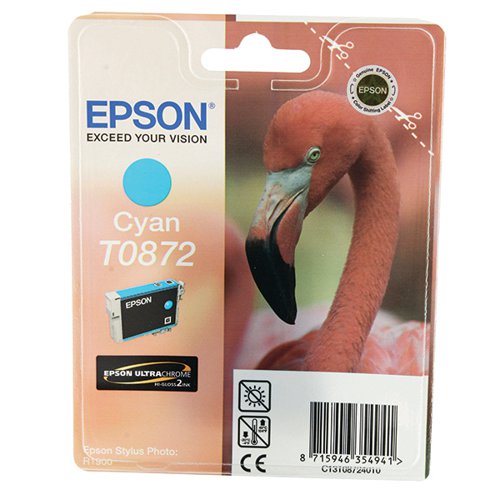 Epson T0872 Ink Cartridge Ultra Chrome Hi-Gloss 2 Flamingo Cyan C13T08724010