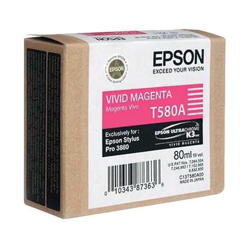 Epson T580A Ink Cartridge Vivid Magenta C13T580A00 EP87363 Buy online at Office 5Star or contact us Tel 01594 810081 for assistance