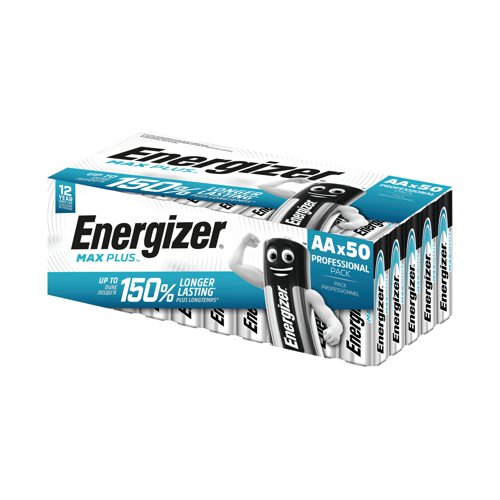 Energizer Max Plus AA Alkaline Batteries (Pack of 50) E303865500 Energizer