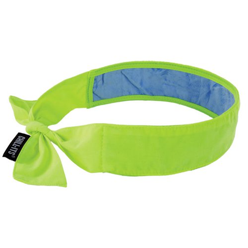The Ergodyne Evaporative Cooling Bandana/Headband has a tie closure. The bandana can be activated by soaking in water for 2-5 minutes, it then remains hydrated for up to 4 hours. The headband is re-usable: just soak in water to re-activate. Ideal for Construction, Trade, Maintenance, Landscaping/Grounds Assembly, Fabrication Material Handling, Freight/Baggage Warehousing/Distribution and Iron/Steel Fabrication.