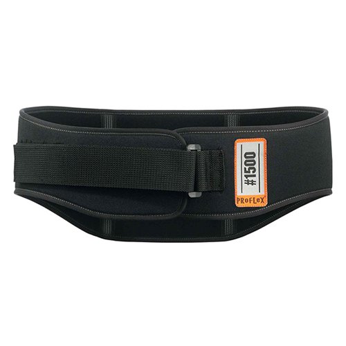 The Ergodyne back support belt in weightlifter-style design is ideal for over head lifting. The contoured design hugs the body for an exact, comfortable fit. Durable 900D foam conforms with the body contours for greater comfort when lifting. The horizontal lumbar pad fills the gap in the backs natural curve for added support and comfort throughout longer periods of wear. Durable fabric resists stains for tough working environments. The adjustable closure provides an exact and comfortable fit.