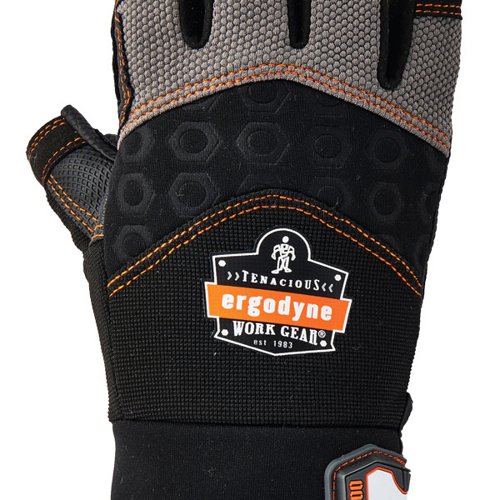 Ergodyne Impact Fingerless Gloves 1 Pair Black/Grey XL