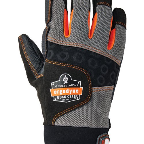 Ergodyne Full Finger Anti Vibration Gloves 1 Pair Black/Grey S