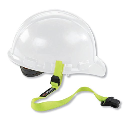 The Ergodyne elastic hard hat lanyard-clamp with a comfortable high-stretch elastic material. Easily attaches to hard hats and other headwear.