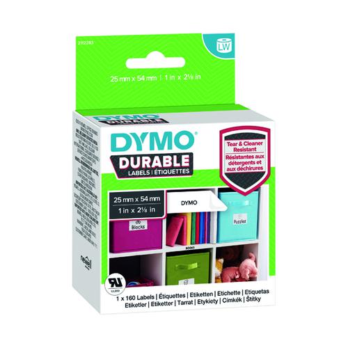 Dymo LW Durable Labels 25mm x 54mm Black on White Roll of 160 Labels 2112283