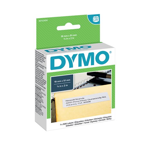 Dymo 11355 Multipurpose Labels 19mmx51mm White (Pack of 500) S0722550 ES11355 Buy online at Office 5Star or contact us Tel 01594 810081 for assistance