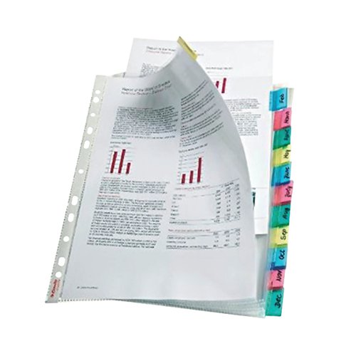 Esselte 12-Tab Index Punched Pocket with Tabs A4 Assorted 414170 ES14170 Buy online at Office 5Star or contact us Tel 01594 810081 for assistance