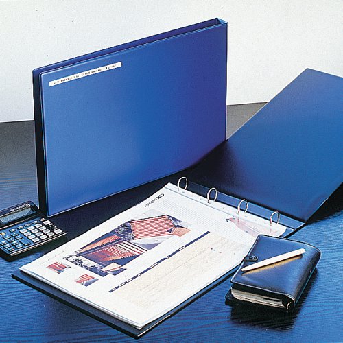 Suitable for filing A3 documents, this Esselte landscape ring binder features a 4 O-ring mechanism with a 25mm filing capacity for up to 190 sheets of 80gsm A3 paper. The binder is made from durable board coated in wipe clean polypropylene and has a 36mm spine. This pack contains 1 black A3 ring binder.