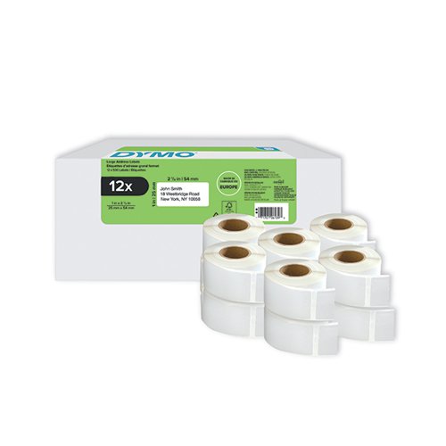 Dymo LabelWriter Return Address Labels 25 x 54mm Self-Adhesive White (Pack of 12) 2177563