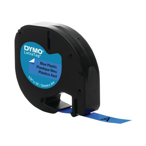 Dymo LetraTag Plastic Tape 12mm x 4m Ultra Blue S0721650 Label Tapes ES91205