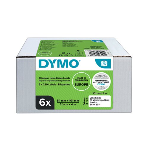 Dymo LabelWriter Shipping Labels 54mmx101mm (Pack of 6) 2093092 ES93092 Buy online at Office 5Star or contact us Tel 01594 810081 for assistance