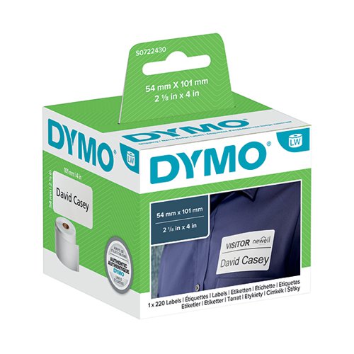 Dymo 99014 LabelWriter Labels 54mm x 101mm Black on White S0722430