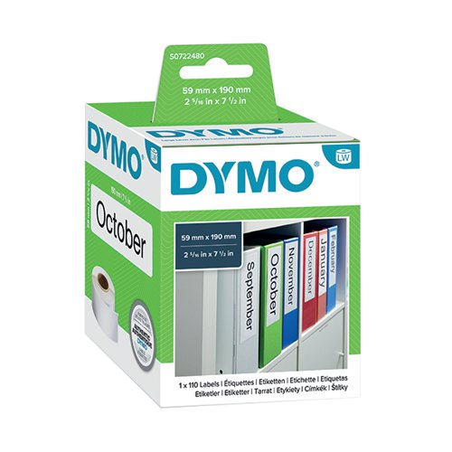 Dymo LabelWriter Labels Lever Arch File Large 59x190mm 99019 S0722480 [Pack 110]