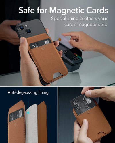 ESR HaloLock Vegan Leather Wallet Stand MagSafe Compatible Brown 2K508BR - ESR13212