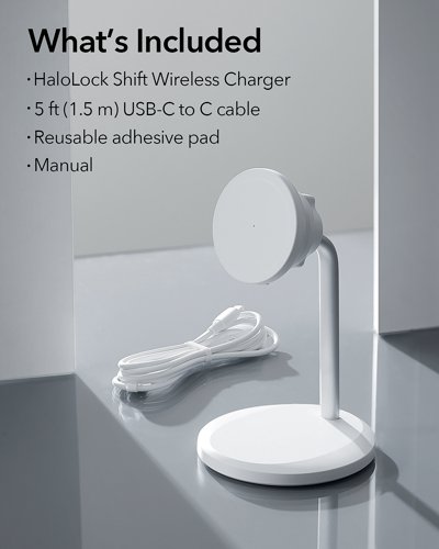 The ESR HaloLock Shift Wireless Charger is a MagSafe compatible desktop charging stand with a removable magnetic charging pad. It gives you fast and easy magnetic wireless charging that is enhanced by intelligent heat management technology. The removable charging pad lets you instantly switch from stand mode for convenient hands-free viewing and FaceTiming to free-move mode for calls, messaging, or gaming while you charge. Powerful magnets and a non-slip surface hold your phone securely in place.